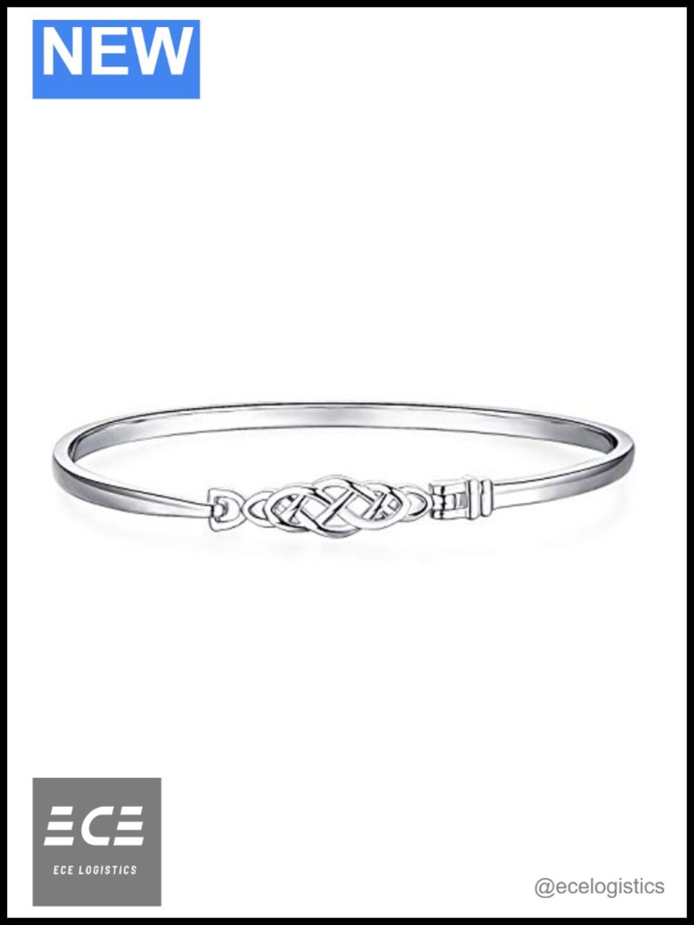Sterling Silver Celtic Love Knot Bangle Bracelet 14k Gold Plated